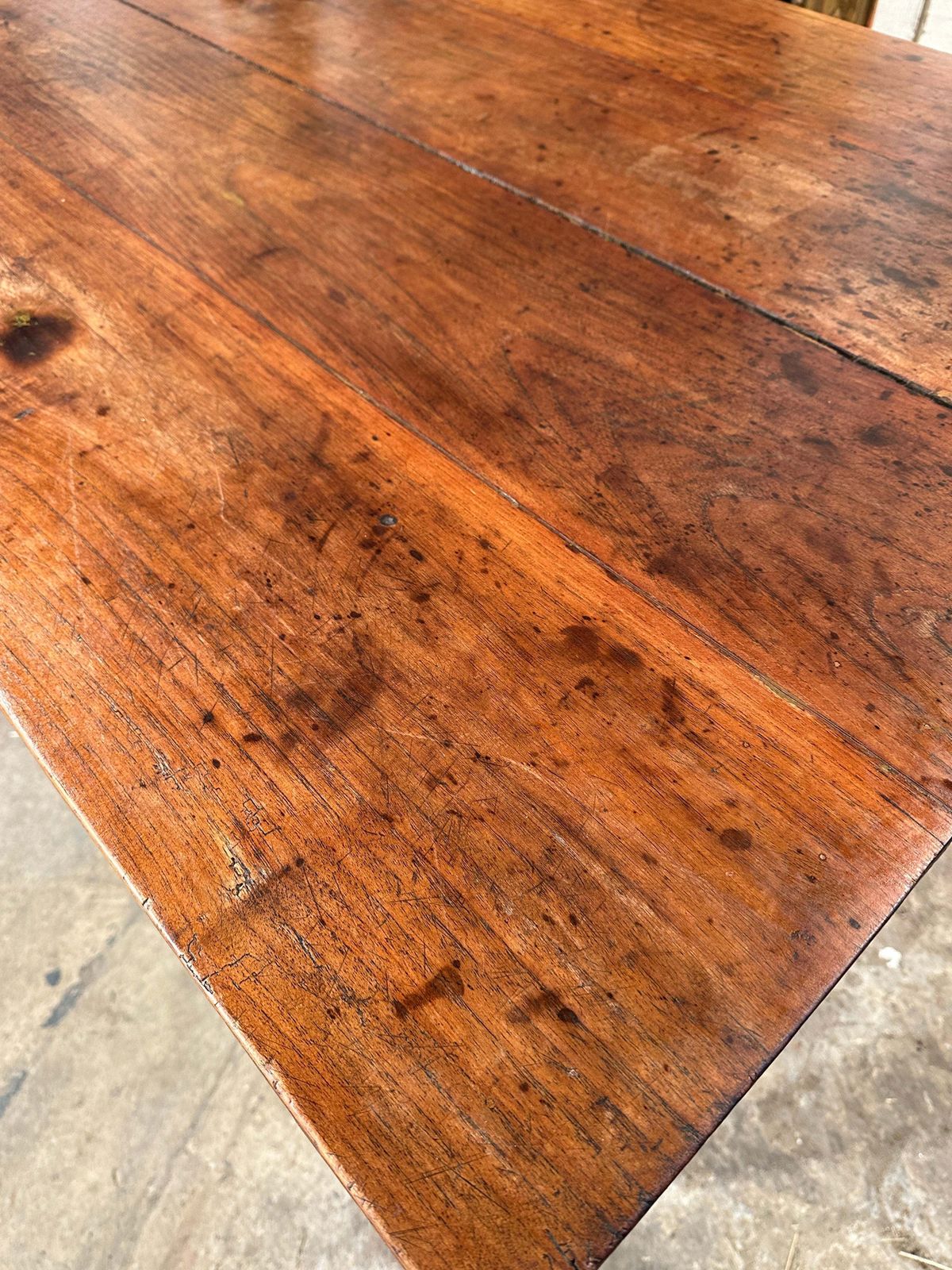 Antique French Provincial Fruitwood Farmhouse Kitchen Table Circa 1870 photo vintage