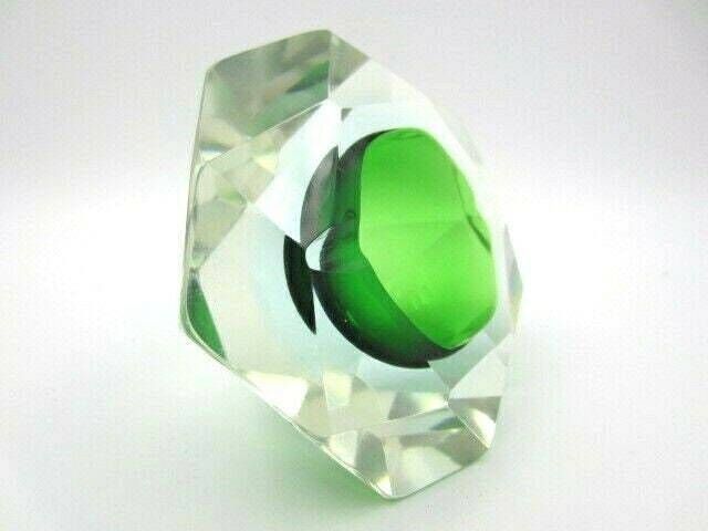 Mandruzzato Geometric Murano Facet Cut Green Blue Sommerso Bowl photo Home Decor