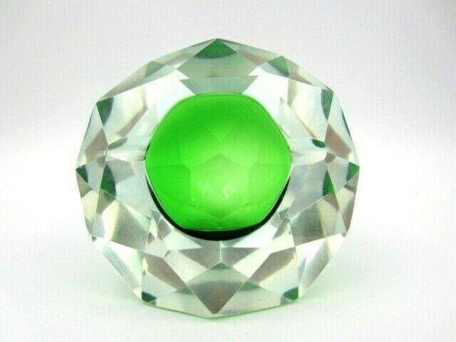 Mandruzzato Geometric Murano Facet Cut Green Blue Sommerso Bowl photo 132.0