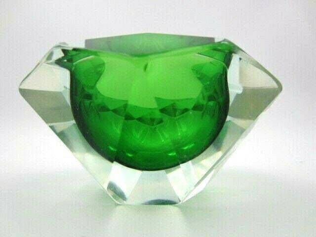 photo furniture Mandruzzato Geometric Murano Facet Cut Green Blue Sommerso Bowl