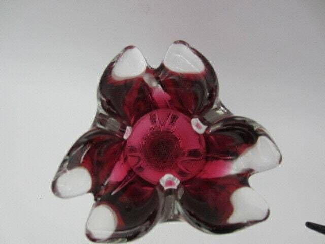 Attractive Hand Blown Chribska Sommerso Style Pink Art Glass Tulip Bud Vase photo buy