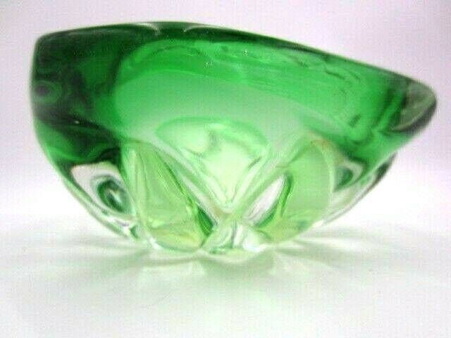 photo furniture Green Organic Square Murano Or Czech Heavy Sommerso Art Glass Bowl