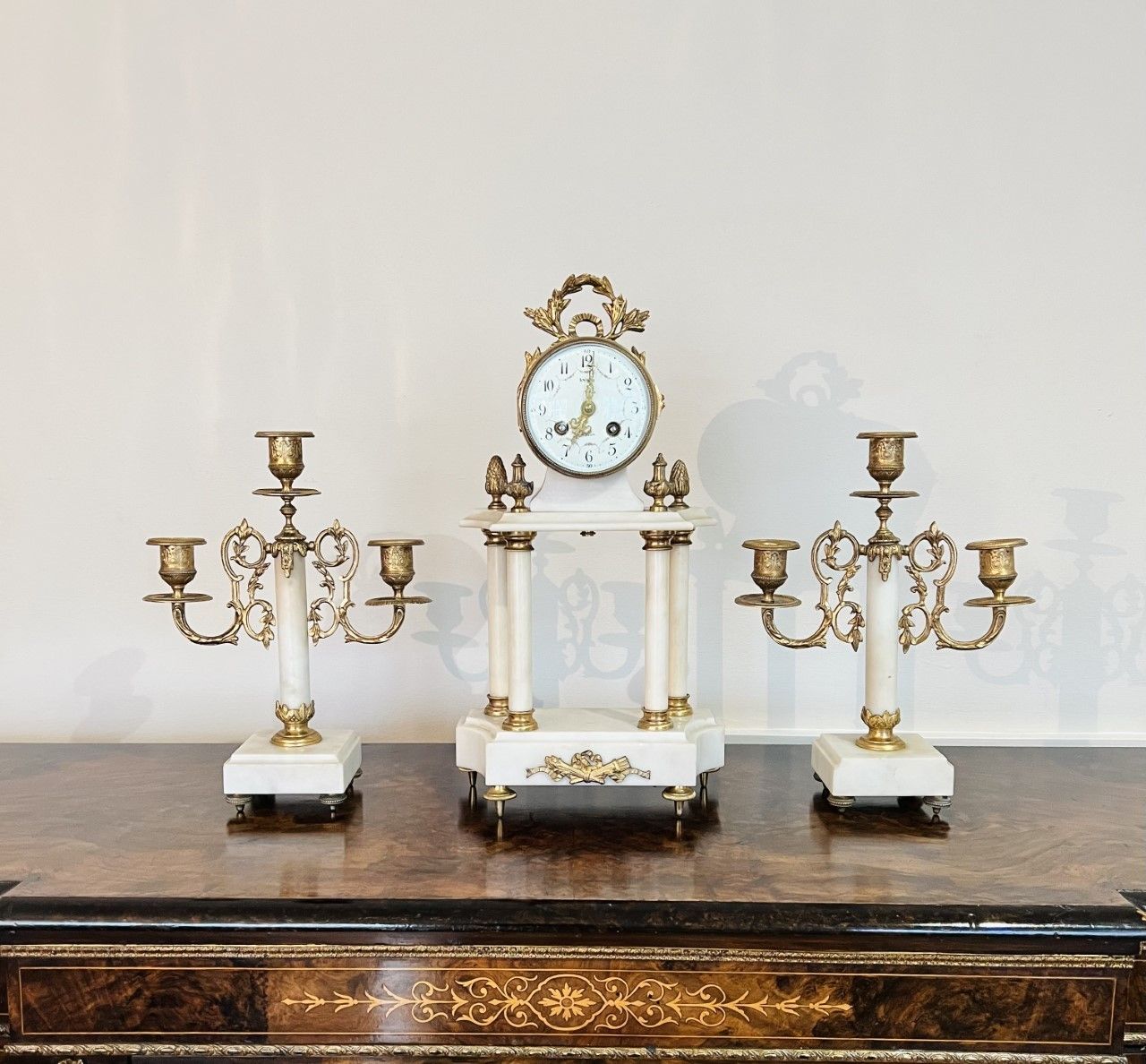 Quality Victorian Clock Garniture With A Pair Of Candelabras photo vinterior