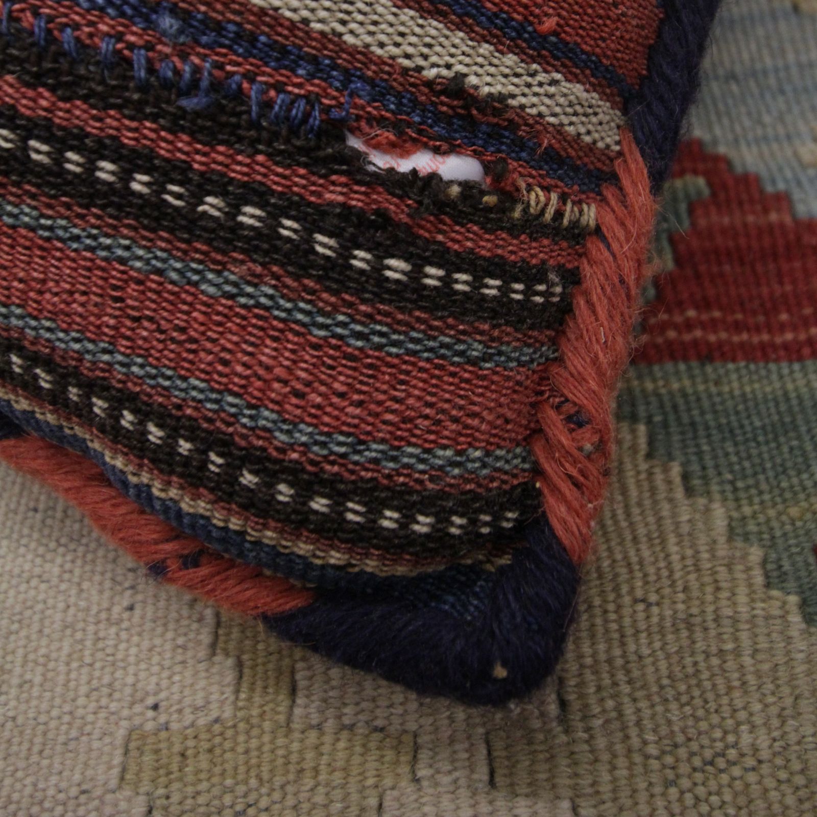 Antique Geometric Kilim Cushion Cover, Handwoven Wool Scatter Cushion photo buy