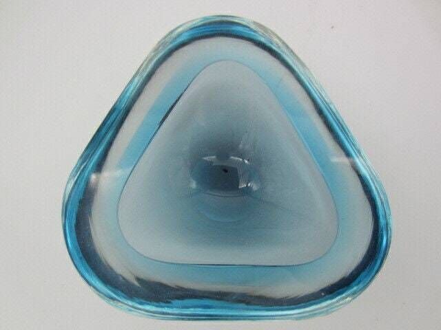 Murano Poli Seguso Turquoise Reflective Green Glow Art Glass Sommerso Geode Bowl photo vintage