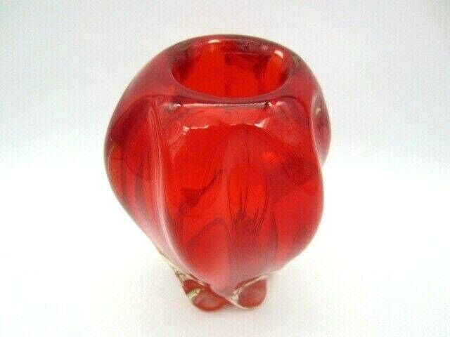 Murano Bright Red Glass Spiral Twist Vintage Sommerso Vase photo 87.0
