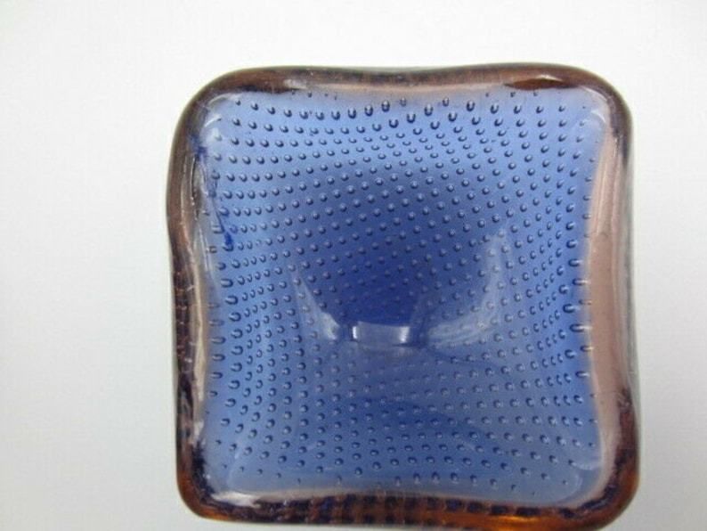 Galliano Ferro Murano Sommerso Blue And Amber Art Glass Bullicante Bowl 60s Rare photo vintage