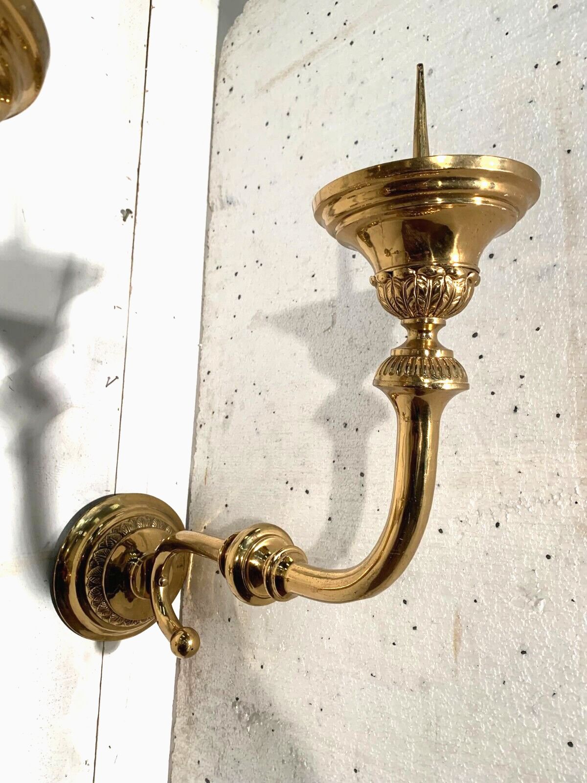 Pair Of Candlestick Sconces In Gilded Brass XX Century photo buy