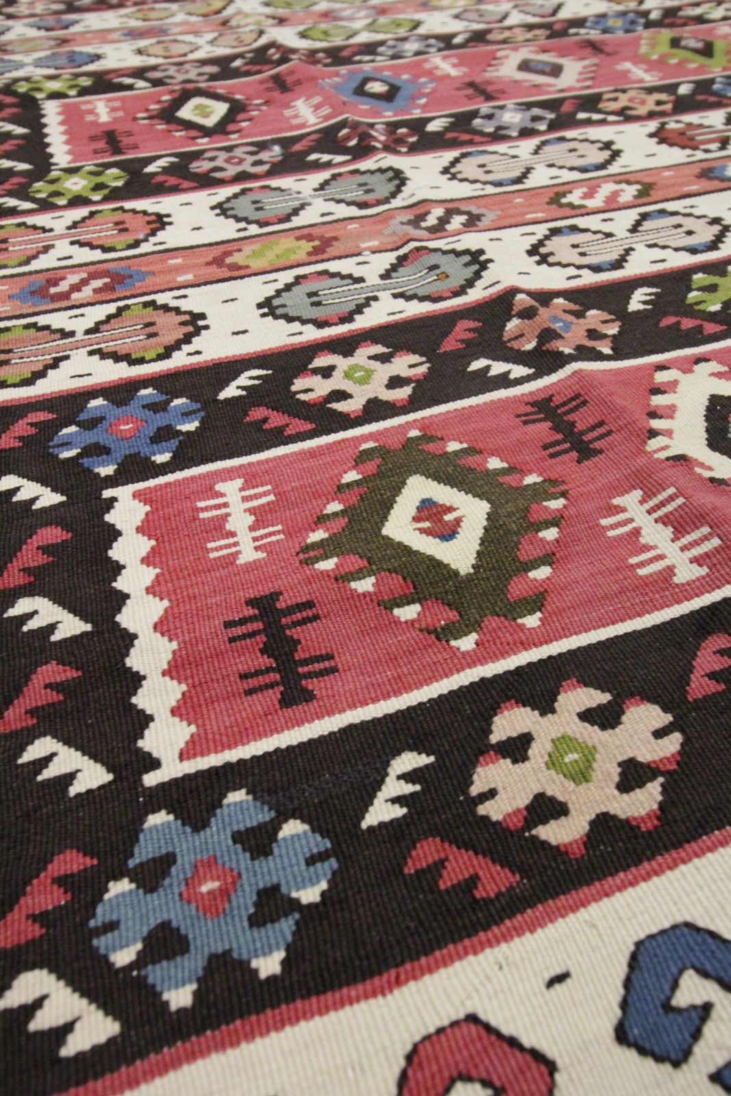 Traditional Antique Rug Pirot Kilim Handwoven Striped Wool Area Rug photo 3600.0