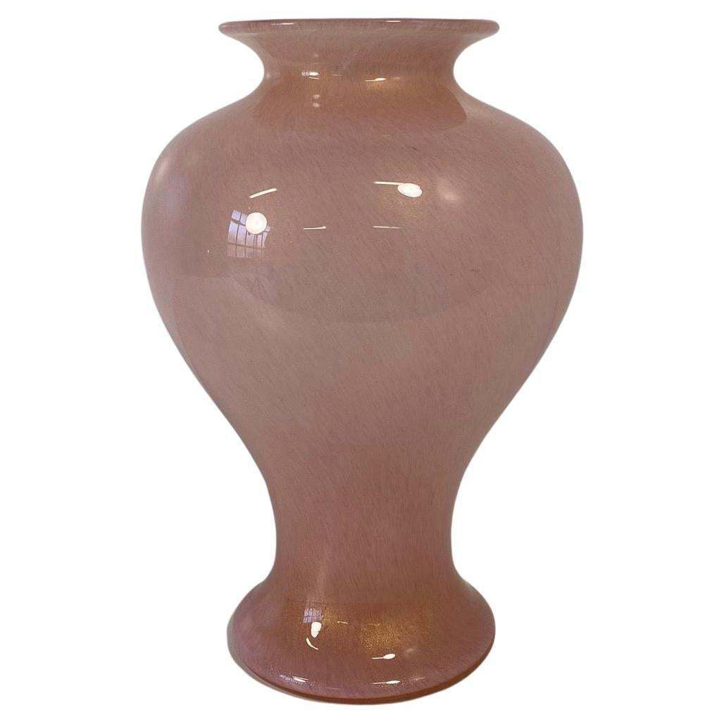 Italian Powder Pink And Gold Leaf Murano Glass Vase By Barovier & Toso photo vintage