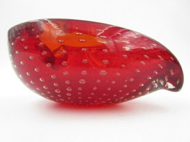 Love Heart Shape Murano Art Glass Sommerso Bubble Bowl Poli Seguso Era photo vinterior