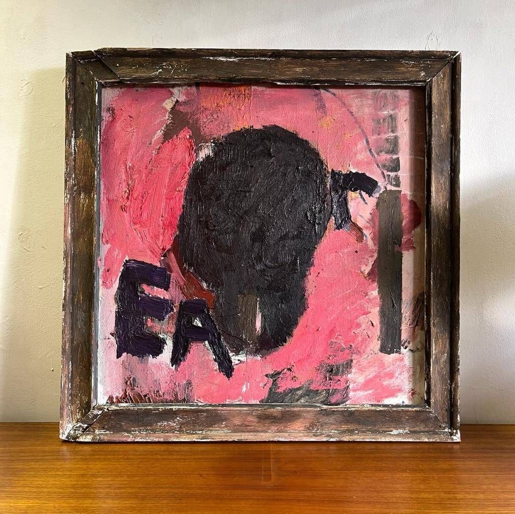 Abstract Oil Painting On Reclaimed Wood & Frame photo 325.0