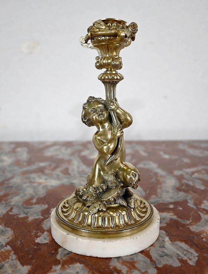 photo furniture Pair Of Candlesticks In Gilt Bronze, Napoleon III Period, Mid 19th Century