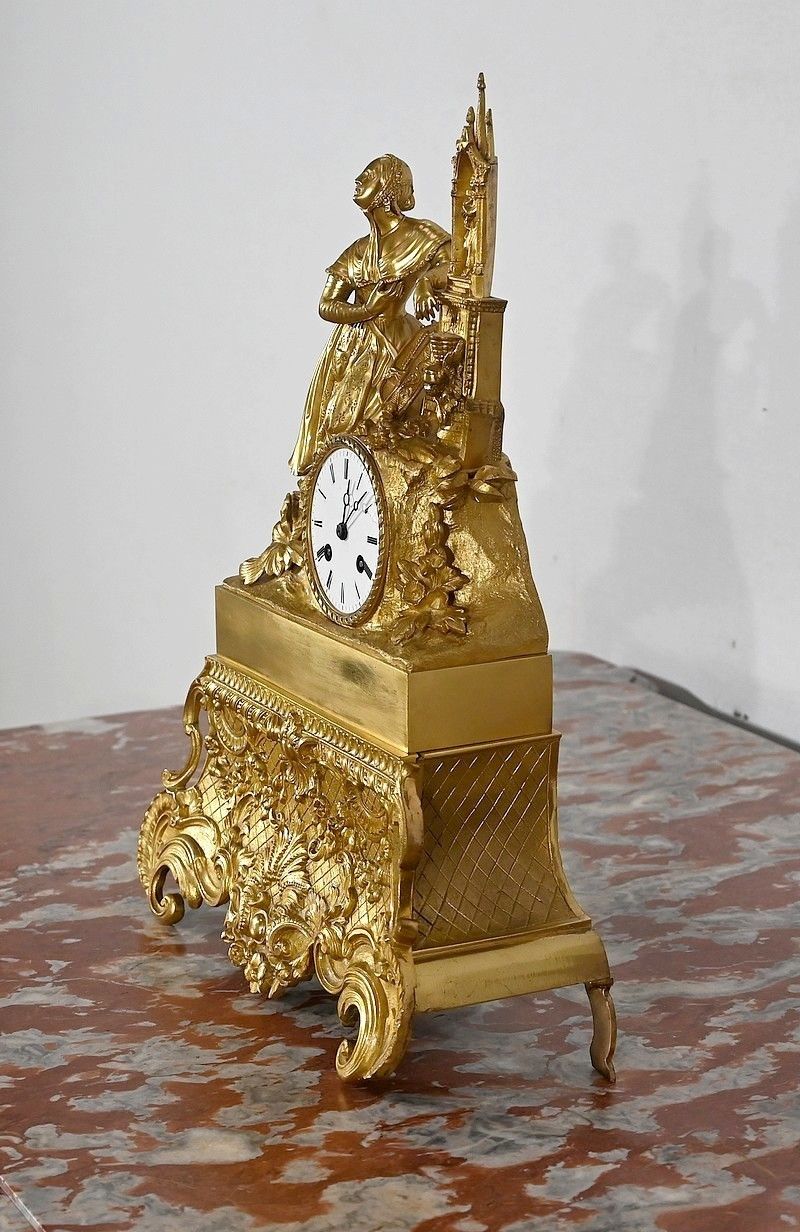 Clock In Gilded Bronze, Napoleon III Period, Mid 19th Century photo for sale