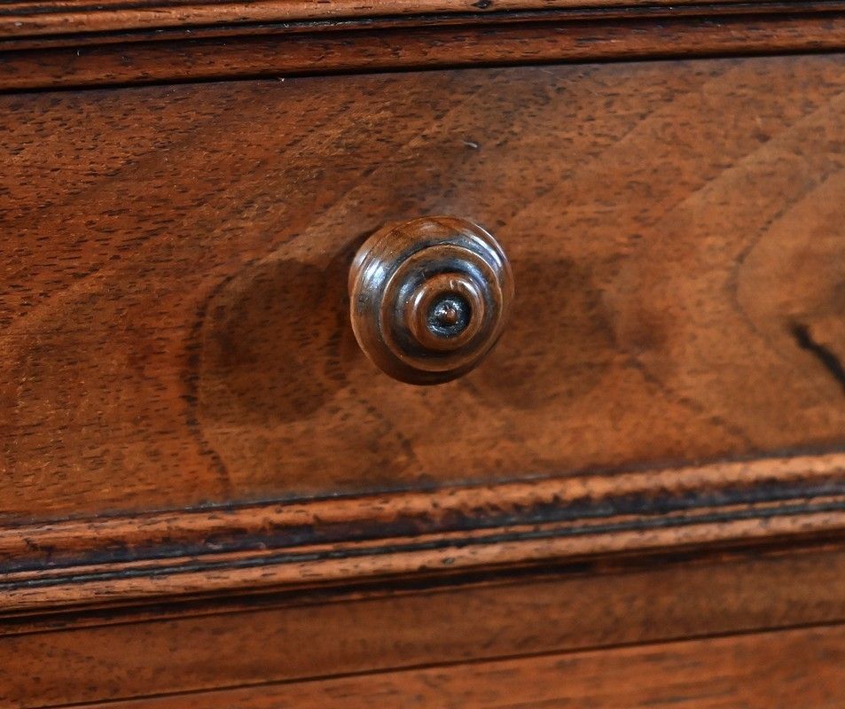 photo for sale Game Table In Solid Walnut And Incarnat Turquin Marble, Louis XIII Style, Early 20th Century