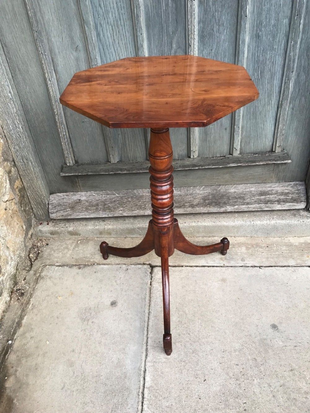 Antique Small Yew Wood Tripod Table/Kettle Stand