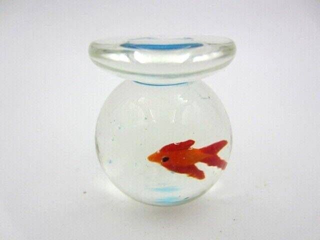 Cristiano Balbi Crystal Fishball Fish And Bubbles Italian Sculpture Paperweight photo 61.0