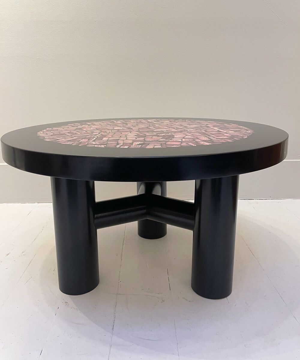 Mid Century Coffee Table In Rhodochrosite & Resin By Etienne Allemeersch photo for sale