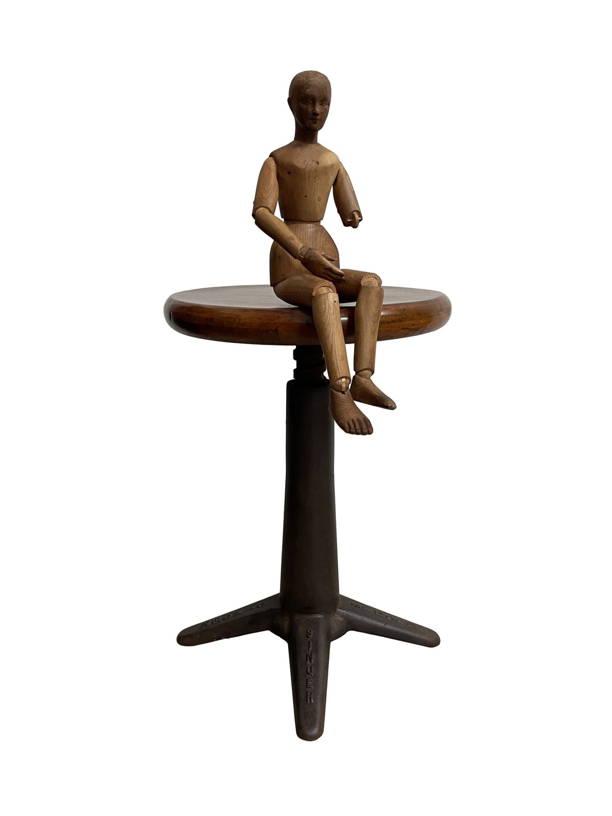 Vintage 19th Century Hand Carved Articulated Wooden Artist Lay Figure Statue Mannequin photo furniture