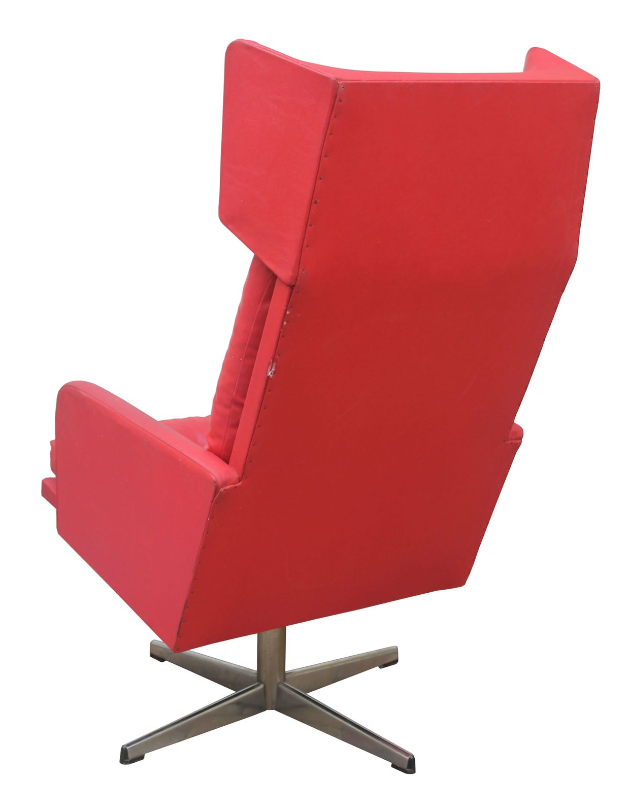 1970s Red Leather Swivel Armchair photo buy