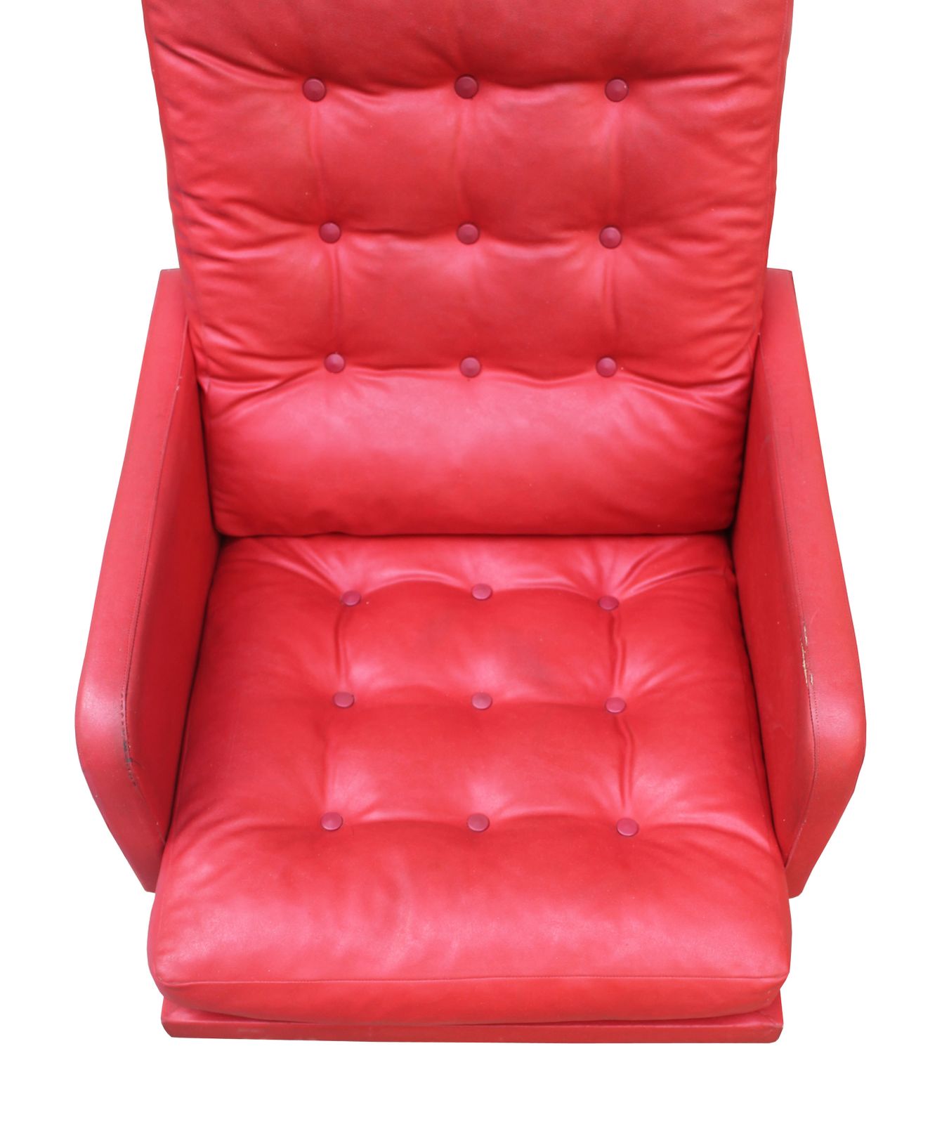 photo furniture 1970s Red Leather Swivel Armchair