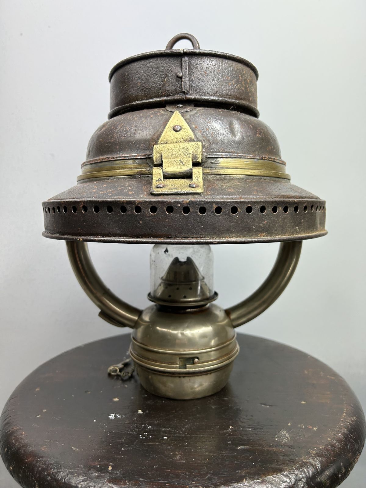 350.0 Antique Griffiths & Sons Uk Copper And Brass Oil Lantern , 1915 photo