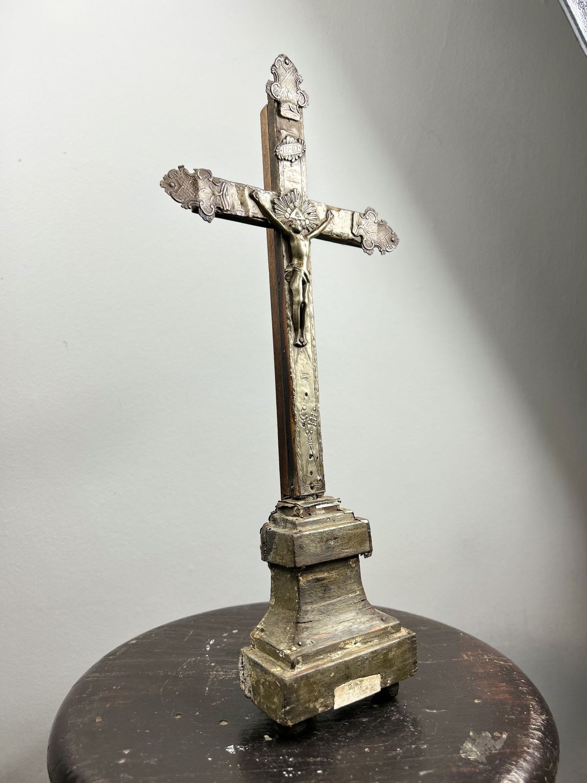 Inri Antique French Hand Carved Art Nouveau Crucifix. photo Home Decor