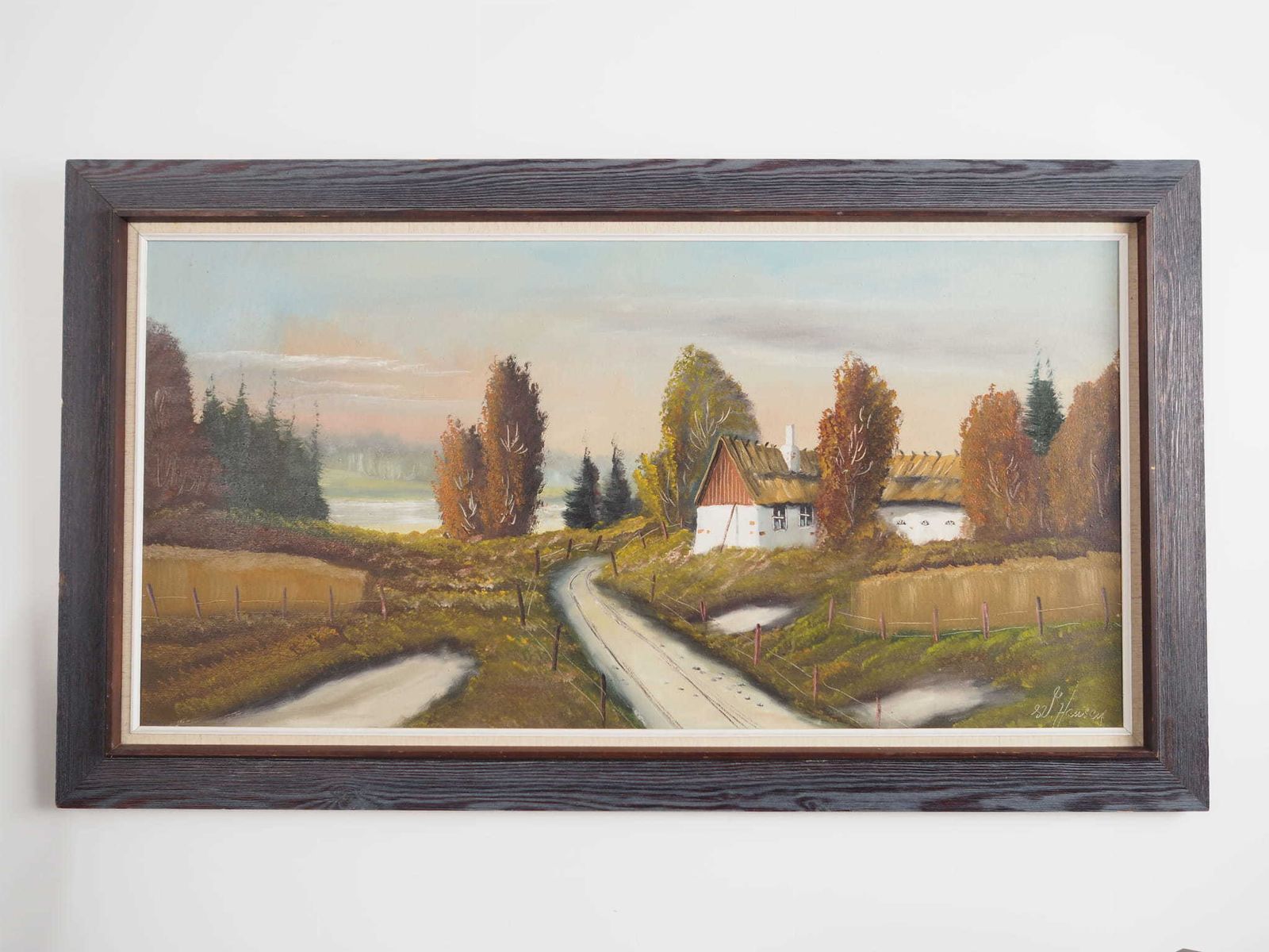 Schilderij „The Farmhouse On The Side", Scandinavian Design, Jaren 1970 photo for sale