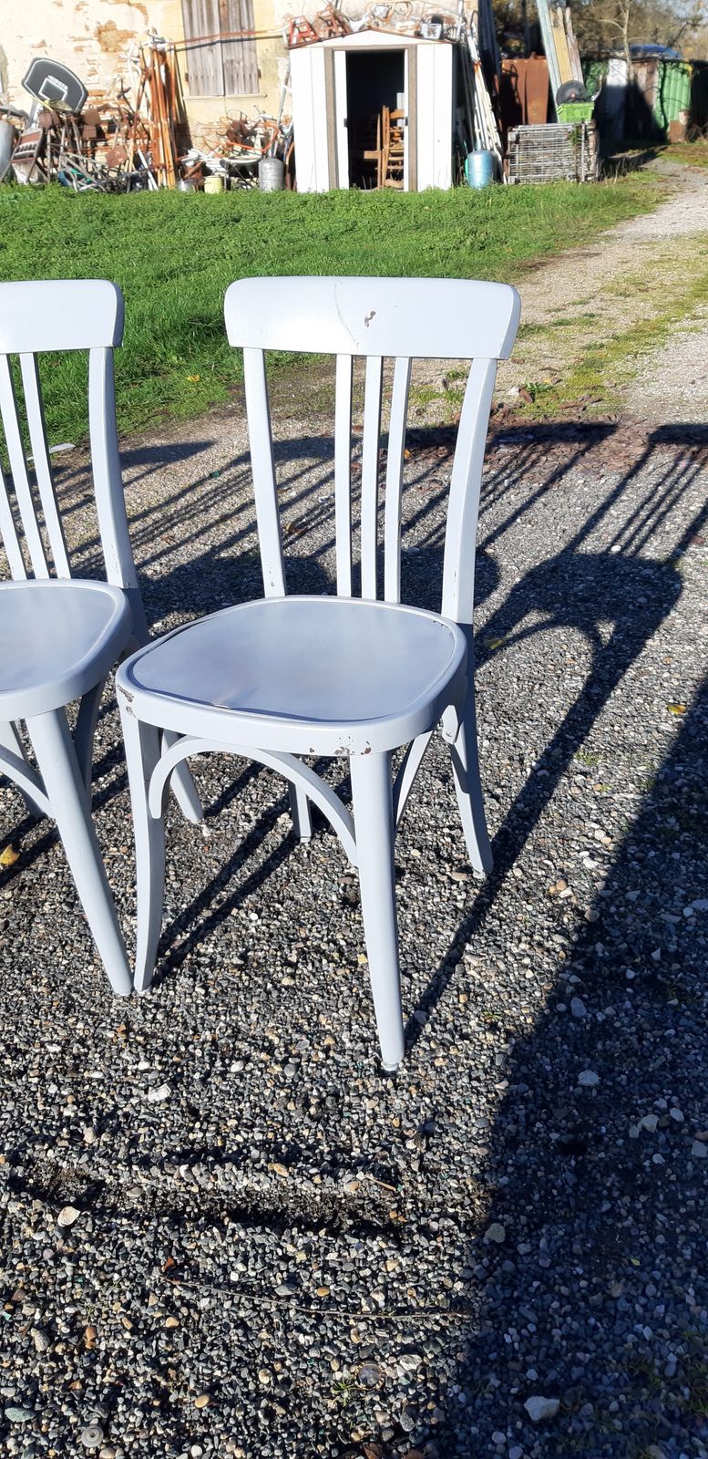 6 Thonet Bistro Chairs In Ceruse Wood Old Gray photo Furniture