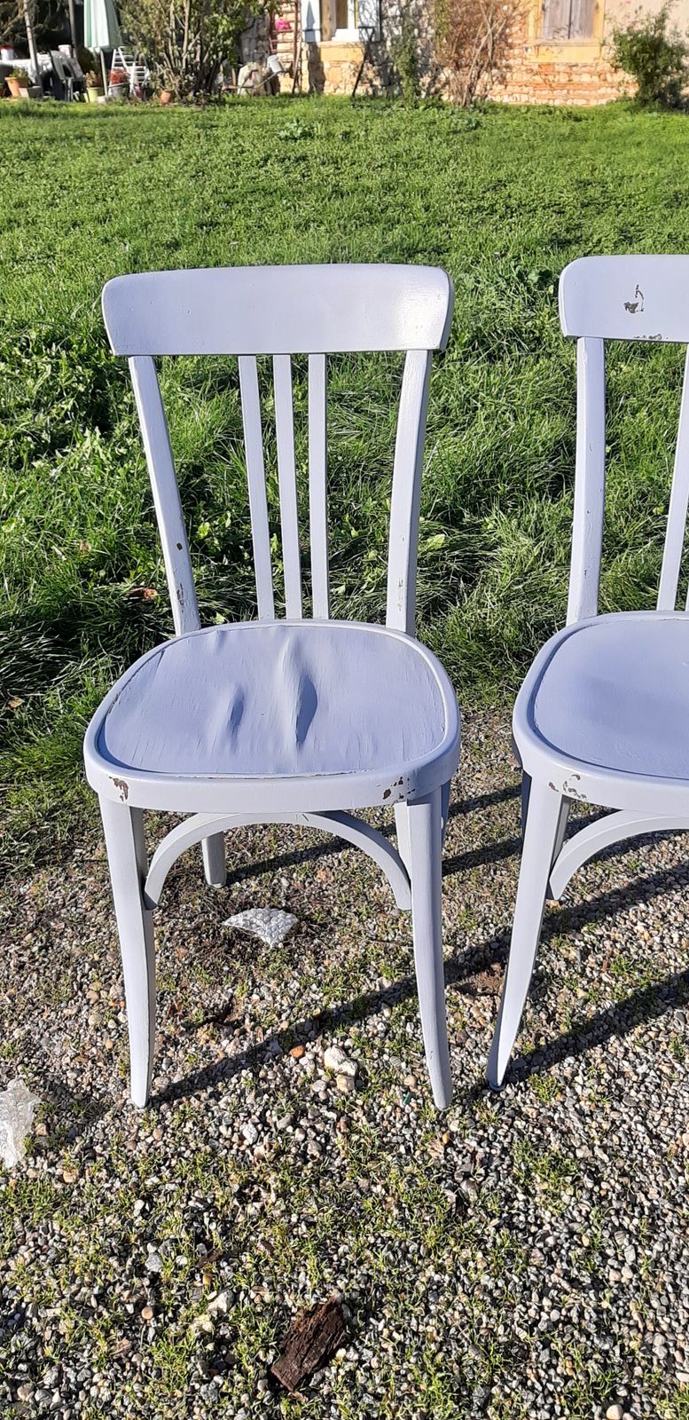 6 Thonet Bistro Chairs In Ceruse Wood Old Gray photo 455.08