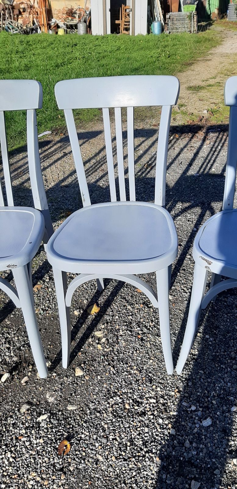 6 Thonet Bistro Chairs In Ceruse Wood Old Gray photo vintage