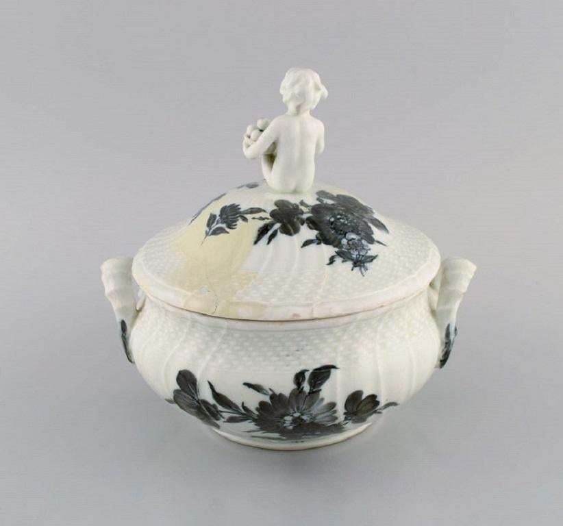 Early Royal Copenhagen Blue Flower Curved Lidded Tureen In Porcelain photo furniture
