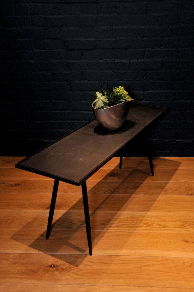 A Pair Of Industrial Coffee Tables Charcoal, Galvanised Metal Frame In A Brutalist Style. Ol photo for sale