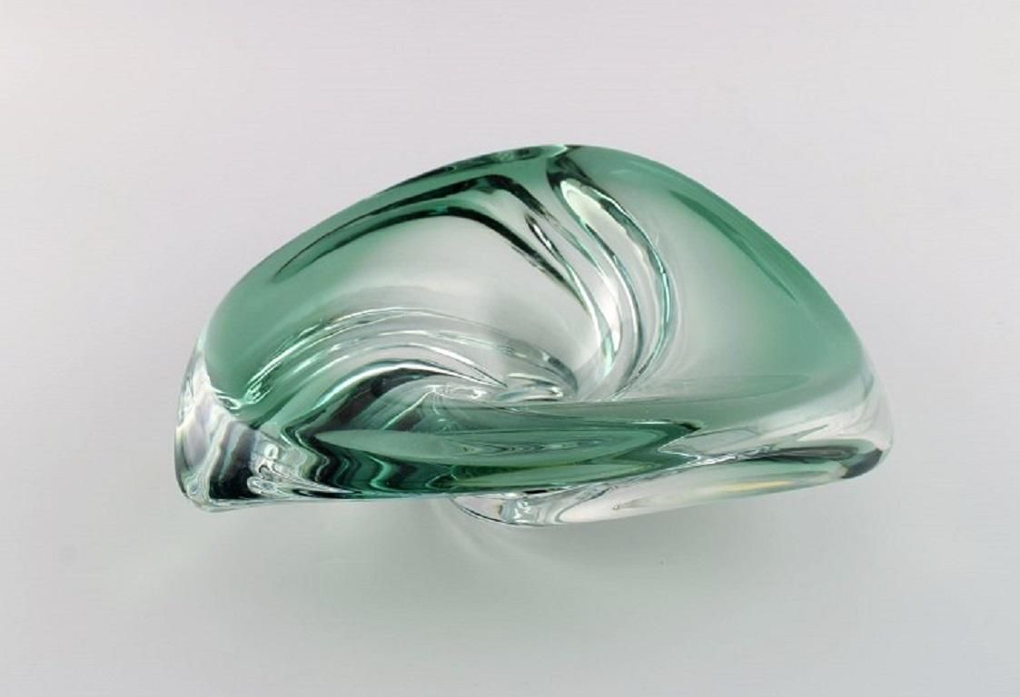 Murano Bowl In Green Mouth Blown Art Glass, Curved Design, Italy 1980s photo furniture