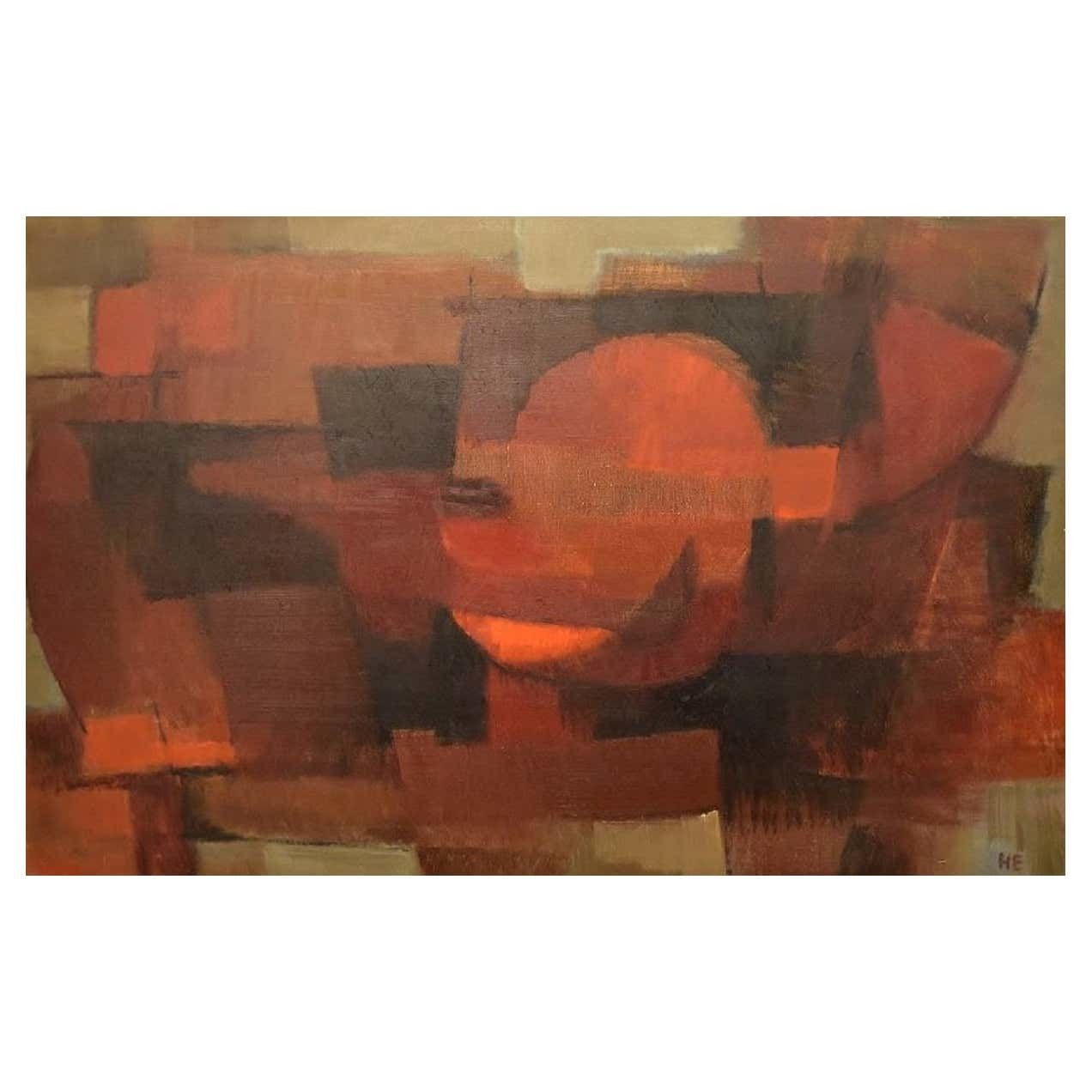 Helge Ernst '1916 1991', Oil On Canvas, Abstract Composition, 1970s