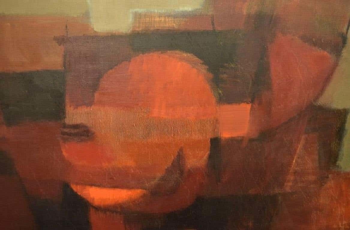 Helge Ernst '1916 1991', Oil On Canvas, Abstract Composition, 1970s photo for sale