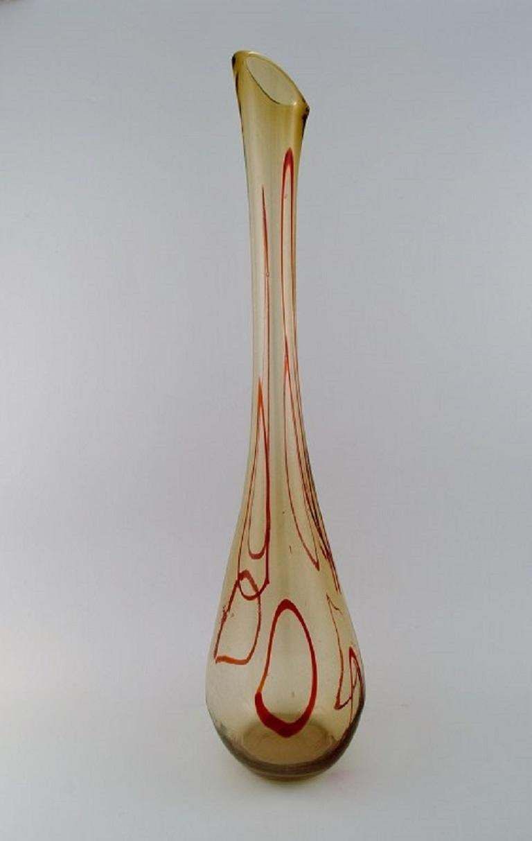 Large Murano Floor Vase In Smoky And Red Mouth Blown Art Glass photo furniture