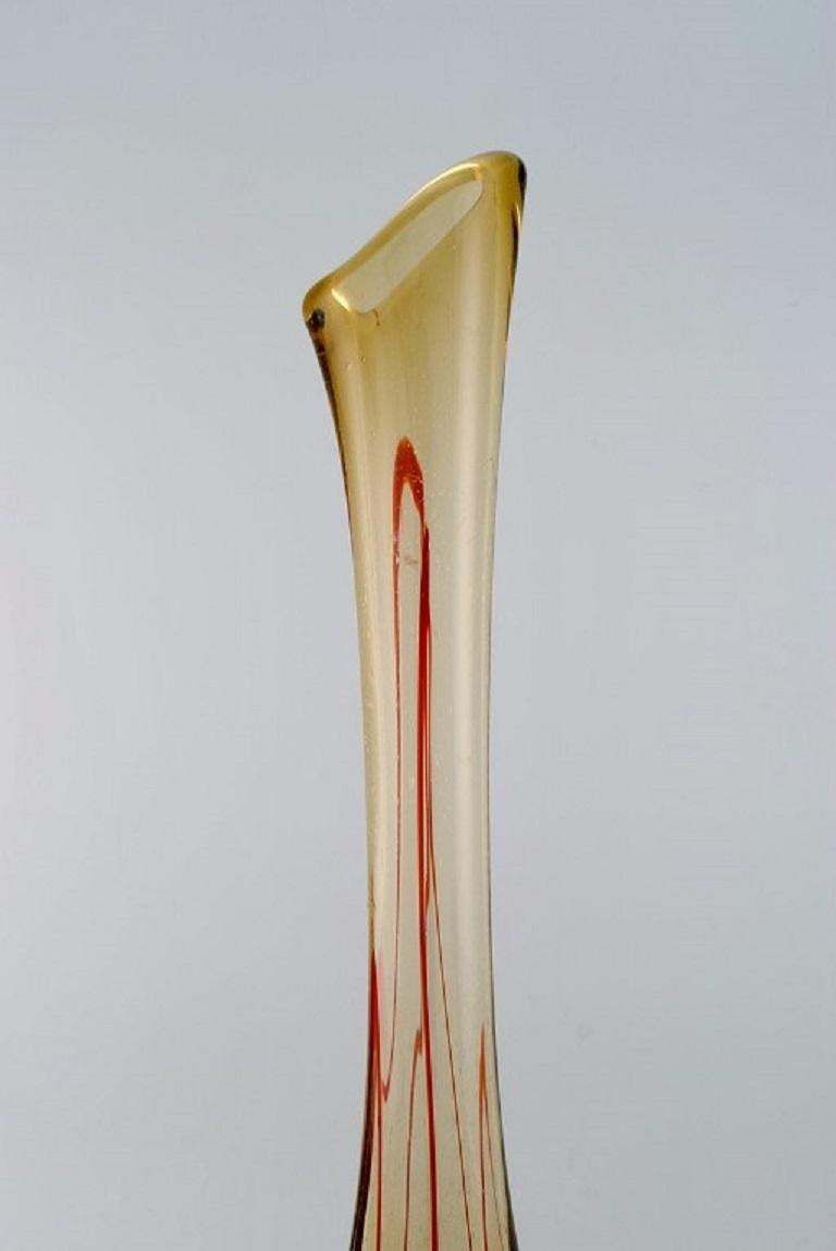 Large Murano Floor Vase In Smoky And Red Mouth Blown Art Glass photo Home Decor