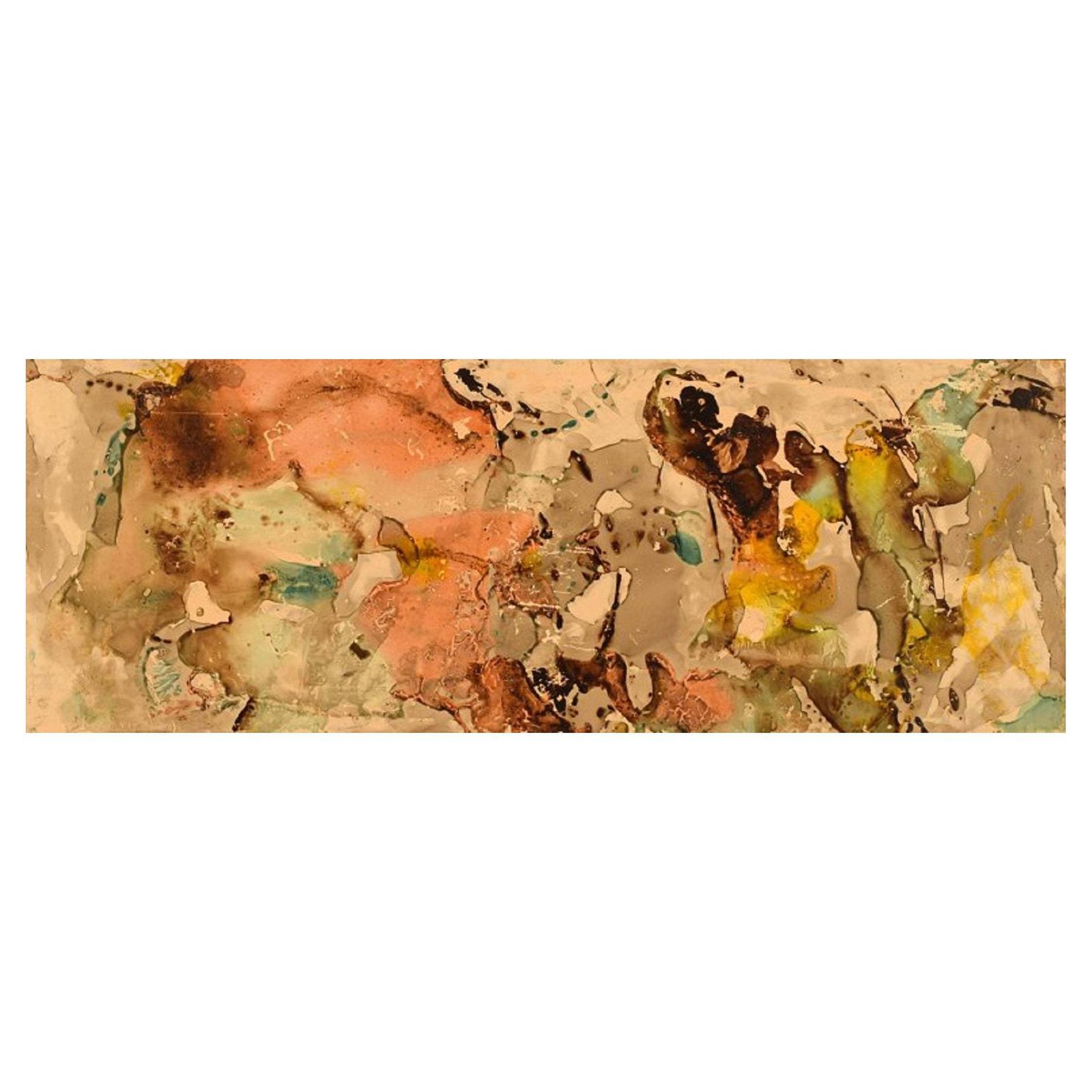 Elin Svipdag  Mixed Media On Board  By The Sea Dated 1970