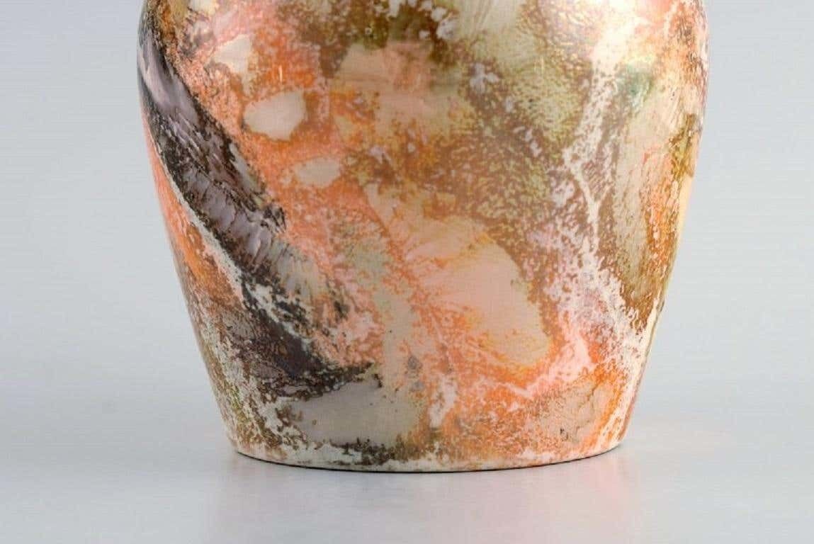 Arabia, Finland, Art Deco Vase In Glazed Faience, Beautiful Marbled Glaze photo vinterior