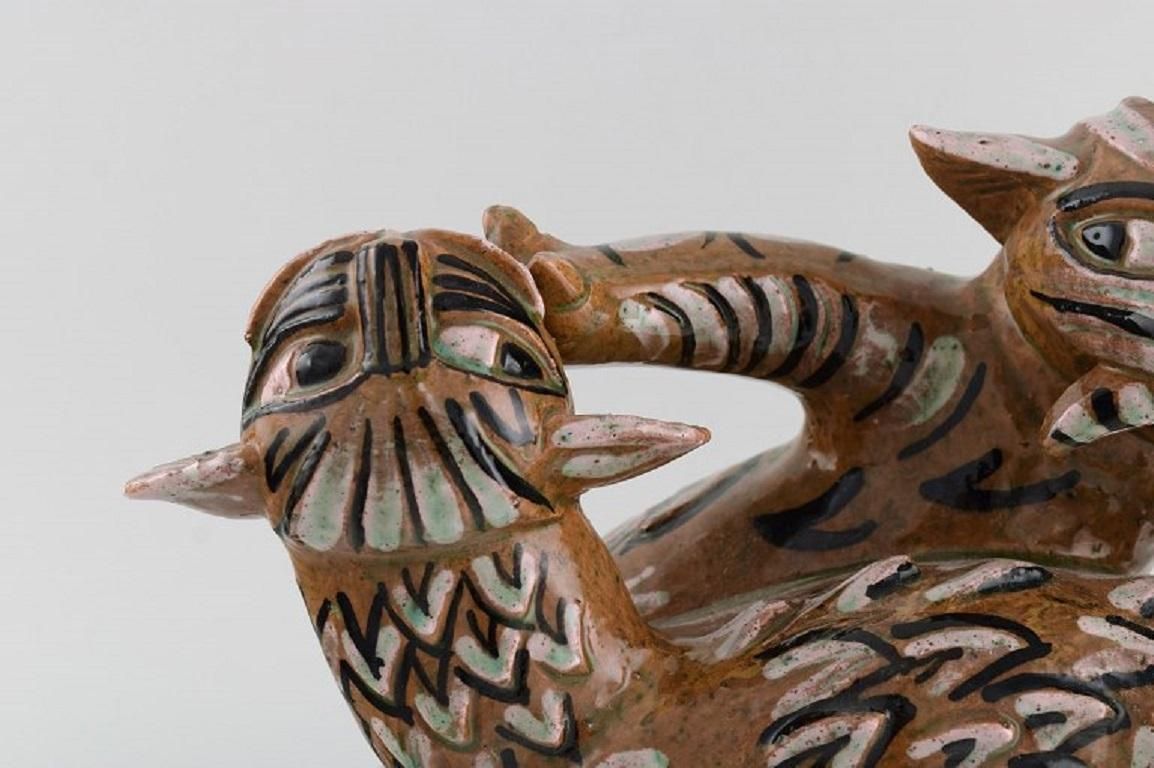 photo furniture Helge Christoffersen, Denmark, Unique Figure In Stoneware, Cats