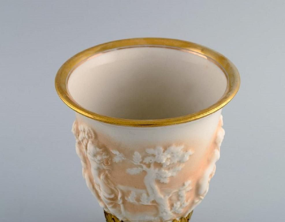 Capodimonte Italy Antique Porcelain Vase With Putti In Relief Early 20th C photo vinterior