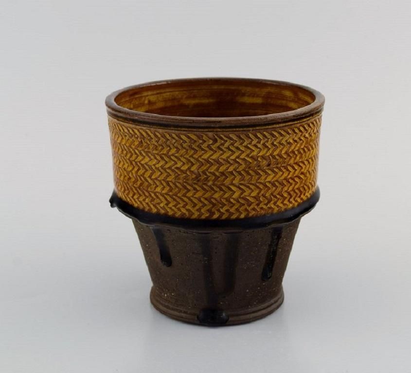 Nils Kähler For Kähler, Vase In Partially Glazed Stoneware photo for sale