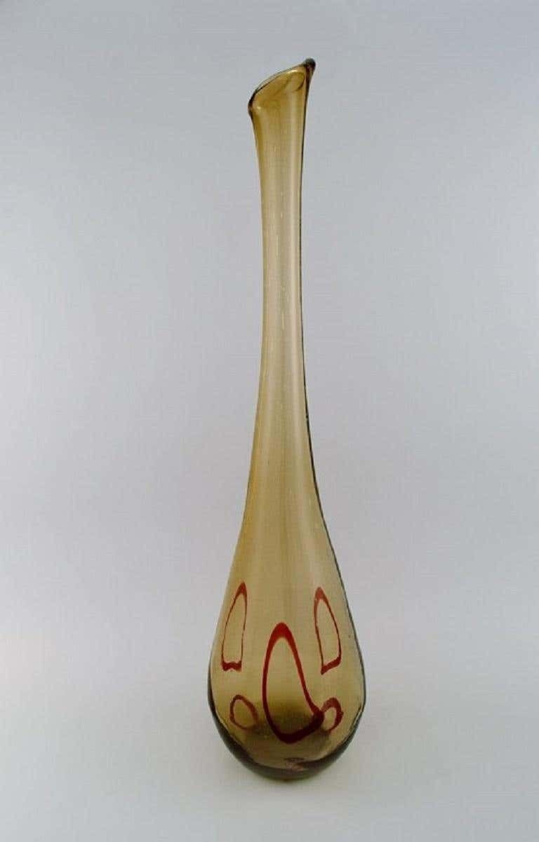 Large Murano Floor Vase In Smoky And Red Mouth Blown Art Glass photo furniture