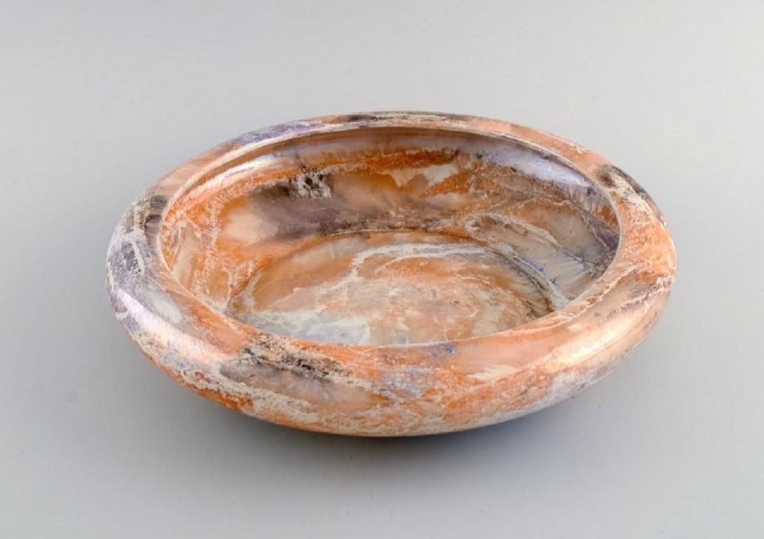 Arabia Finland Art Deco Bowl In Glazed Faience Beautiful Marbled Glaze 1920s photo for sale