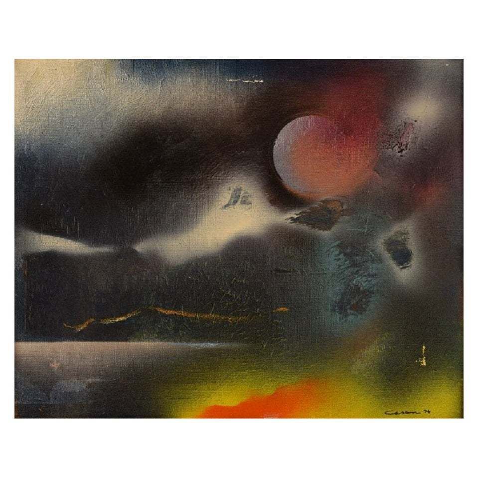 Harry Ceson (1926 1978). Oil And Varnish On Canvas. Abstract Composition.