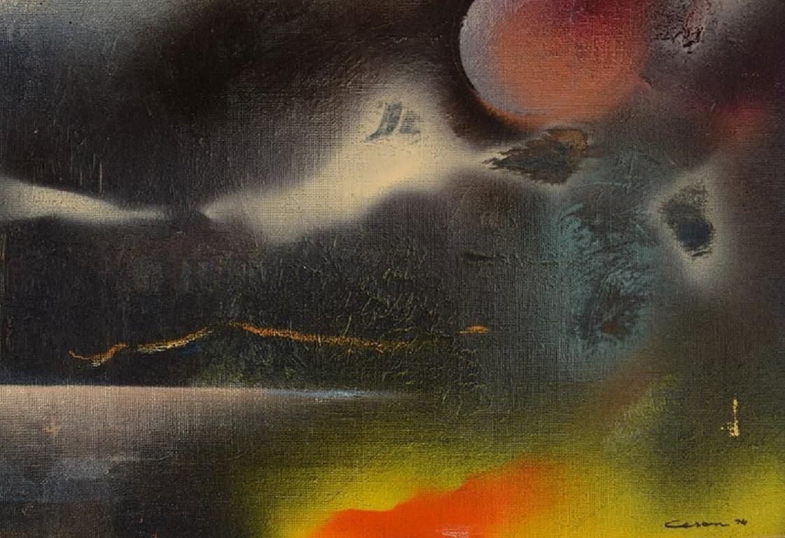 Harry Ceson (1926 1978). Oil And Varnish On Canvas. Abstract Composition. photo Art