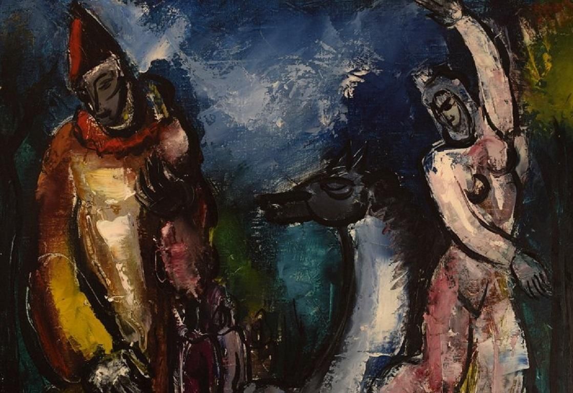 Hélène Azenor '1910 1999', French Artist, Oil On Canvas, Modern Circus Scene photo for sale
