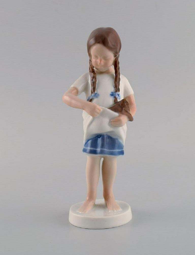 Bing & Grøndahl Porcelain Figure, Girl With A Cat, 1970s