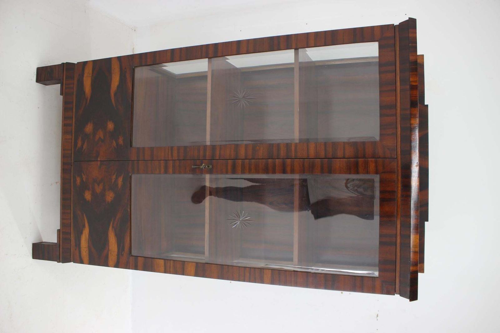 photo vinterior 1930s Art Deco Palisander And Glass Cabinet , Czechoslovakia
